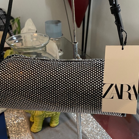 Zara Handbags - Zara Black and Silver Clutch